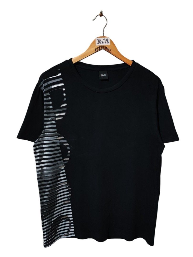 HUGO BOSS VERTICAL STRIPED LOGO TEE (Category: Tshirts & Polo Shirts ) located in Iloilo. Submitted by gooddimes (Listing ID 1464750905, Image 1). Description: Hugo Boss Vertical Striped Logo Tee Authentic Size on tag: Medium Dimes: 20Wx28L Issue/s: None Color rate: 9.8/10 Excellent condition ₱1,200 Reminders: - All items are thrifted, please manage your expectations - Color may vary due to lighting - Please wash before using the item - Due to di