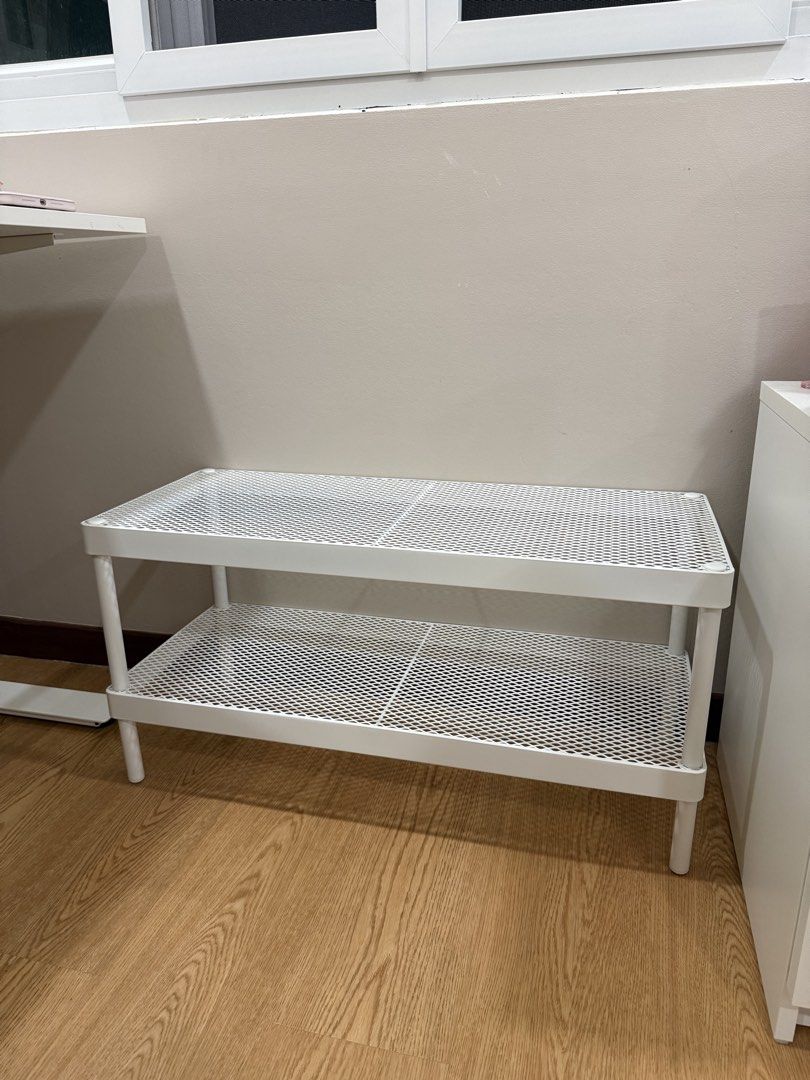 IKEA MACKAPÄR 2-Tier Shoe Rack Bench White (Category: Shelves, Cabinets & Racks) located in Paranaque City. Submitted by majamili (Listing ID 1464673711, Image 1). Description: - White IKEA MACKAPÄR Shoe Rack - Two Tiers for Ample Storage - Perfect for Entryway or Closet Organization - Doubles as a Convenient Bench - Easy to Assemble and Clean - Dimensions: 78cm (W) x 32cm (D) x 40cm (H) SRP: ₱1,499 RFS: Bought a bigger shoerack.