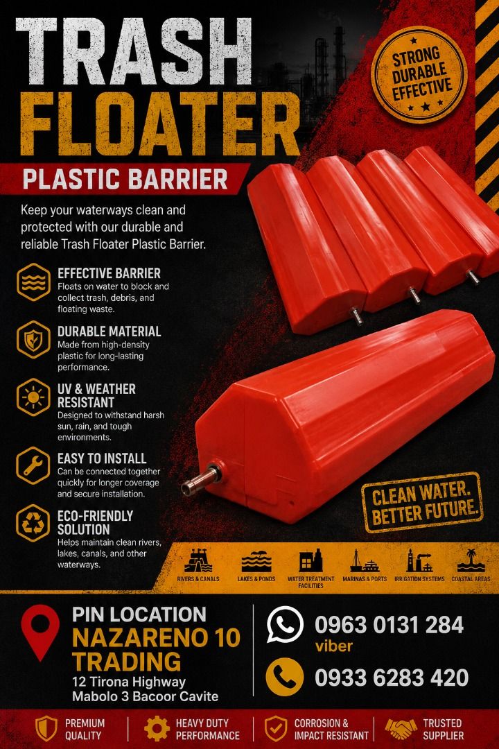 INDUSTRIAL TRASH FLOATER (Category: Looking For) located in Bacoor. Submitted by kajezame.2021 (Listing ID 1464647273, Image 1). Description: INDUSTRIAL TRASH FLOATER 1 METER 2 METERS For More Details and Discount Contact Ms. Karen NAZARENO 10 TRADING 0963 0131 284 0933 6283 420 0956 7028 557 0933 8559 510 Landline: Look for Ms. Karen (046 ) 416 3920 Also available: • Traffic cone • Parking Block stopper • Hooded trash bin • Road Plastic Barrier 