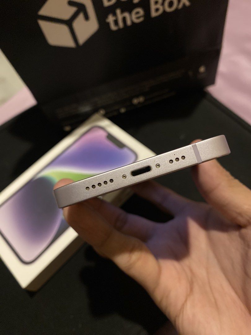 iPhone 14 Purple (Category: iPhone 14 Series) located in Rizal. Submitted by brocs17 (Listing ID 1464704457, Image 3). Description: iPhone 14 128GB iOS 26.6.1 77% BH F.U/Anysim Never been Repaired/Opened Orig all parts W/Orig Box & Case No any issues/Makinis pa Price still negotiable!! 📍Cogeo | Rob Antipolo | SM Masinag | Sta. Lucia | SM Marikina.