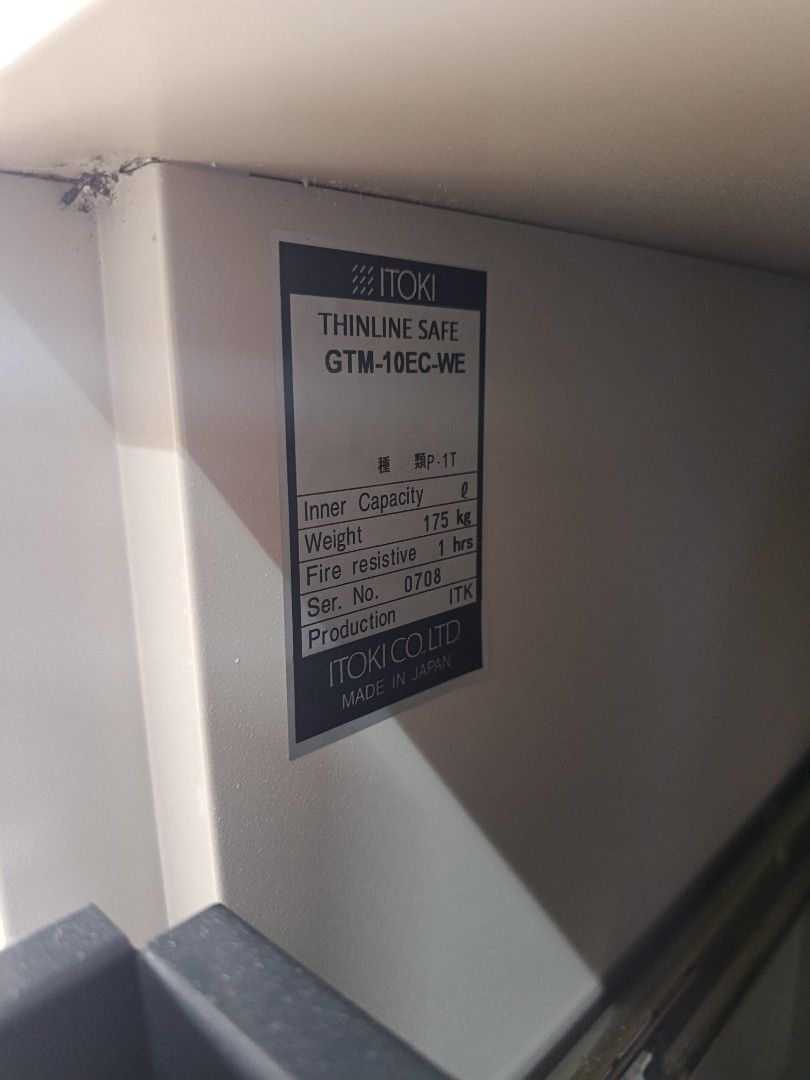 ITOKI THINLINE SAFE GTM-10EC-WE Fire Resistive Filing Cabinet (Category: Office Furniture & Fixtures) located in Quezon City. Submitted by kevinmacabata12997160 (Listing ID 1464578394, Image 3). Description: - ITOKI THINLINE SAFE Filing Cabinet - Model: GTM-10EC-WE - Fire Resistive: 1 Hour - Origin: Made in Japan - Heavy Duty: Weighs 175kg - Features: 3 Drawers - Ideal for: Secure document storage.