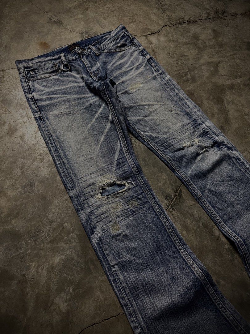 Jackrose Clawmarks Distressed Flared Denim (Category: Jeans) located in Lucena. Submitted by fent.shop (Listing ID 1464729491, Image 3). Description: Waist 31 Length 41 Leg Opening 9 IfSixWasNine, LGB, Tornado Mart, FUGA, JULIUS, KMRii, 14th Addiction, GOA, Roen, SHELLAC, LAD MUSICIAN, UNDERCOVER, NUMBER (N)INE, TAKAHIROMIYASHITATheSoloist, Hedi Slimane, Japanese Archive, Japanese Fashion, 00s Fashion, Y2K Fashion, Japanese Archive Fashion, Archi