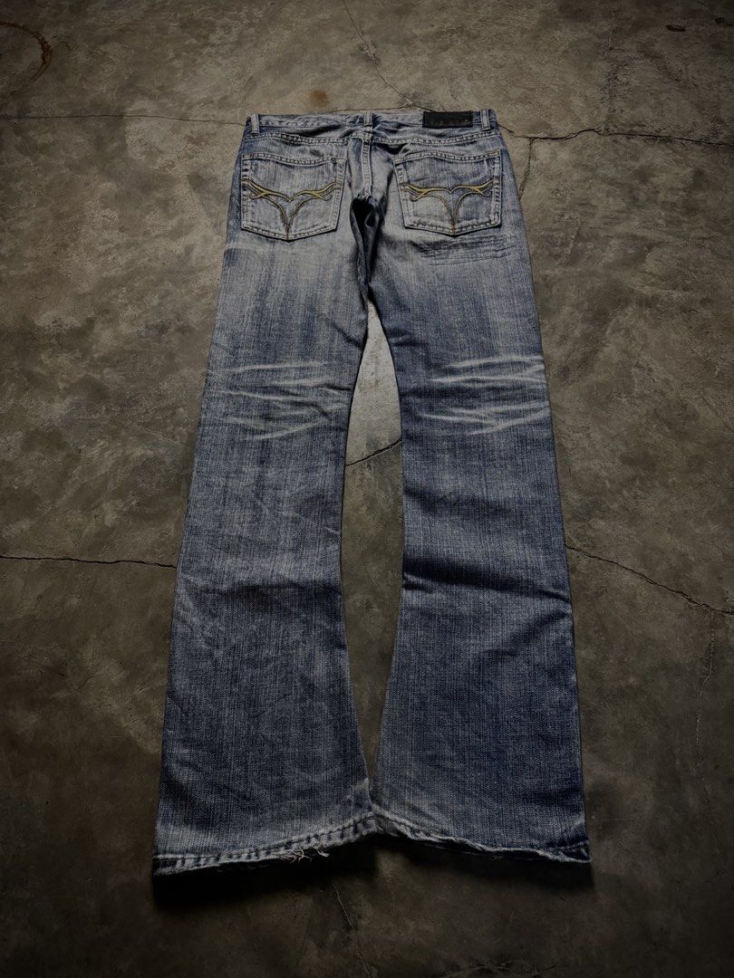 Jackrose Clawmarks Distressed Flared Denim (Category: Jeans) located in Lucena. Submitted by fent.shop (Listing ID 1464729491, Image 2). Description: Waist 31 Length 41 Leg Opening 9 IfSixWasNine, LGB, Tornado Mart, FUGA, JULIUS, KMRii, 14th Addiction, GOA, Roen, SHELLAC, LAD MUSICIAN, UNDERCOVER, NUMBER (N)INE, TAKAHIROMIYASHITATheSoloist, Hedi Slimane, Japanese Archive, Japanese Fashion, 00s Fashion, Y2K Fashion, Japanese Archive Fashion, Archi