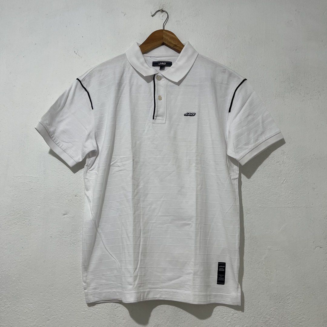 Jag Men's Polo Shirt [Medium] (Category: Tshirts & Polo Shirts ) located in Quezon City. Submitted by jpsstore (Listing ID 1464637414, Image 1). Description: Size: Medium Width: 21" Length: 25" No issue MOP: Gcash SHIPPING: J&t | Lalamove.
