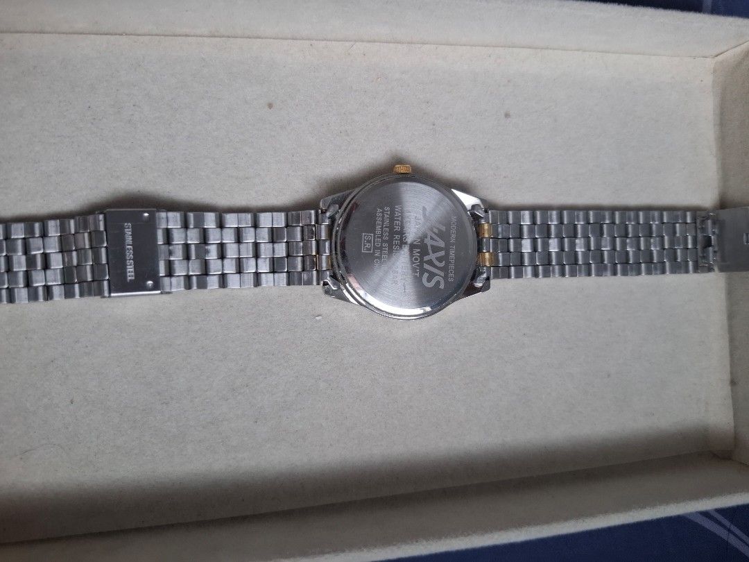 J-axis Script watch (Category: Women's Watches) located in Abucay. Submitted by icia_marie18 (Listing ID 1464575693, Image 3). Description: Script by J-axis 2 tone issue: minor fadings strap price nego.