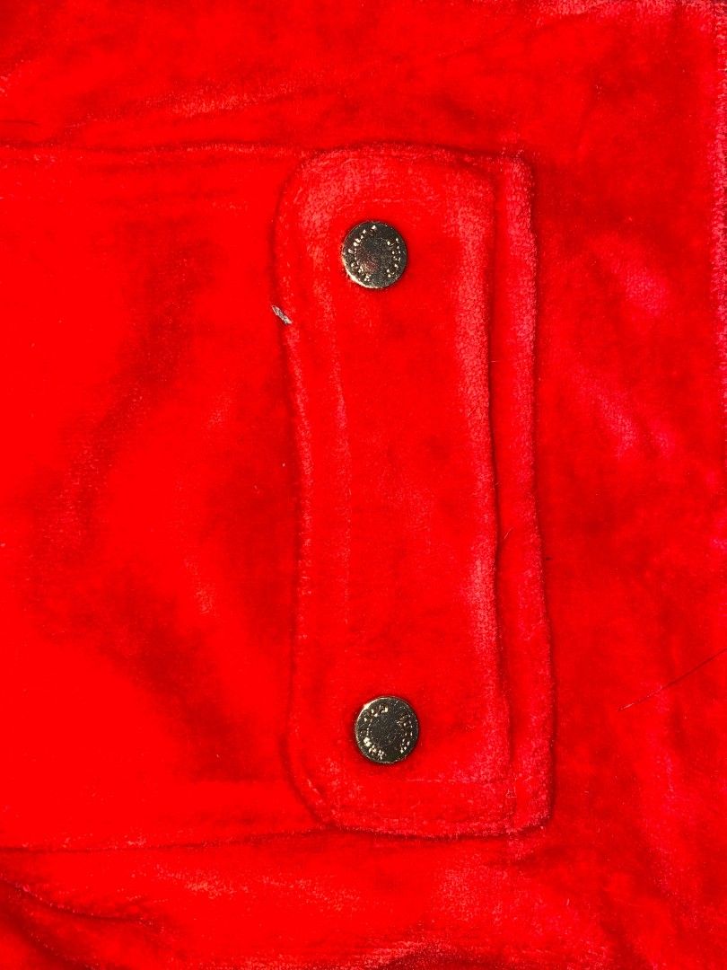 Juicy Couture Red Velour Track Pants (Category: Other Bottoms) located in Cebu City. Submitted by vincelouie30387 (Listing ID 1464725684, Image 3). Description: -Red Juicy Couture velour track pants -Size XS- S -Classic soft material with drawstring waist, front slip pockets, and button-flap back pockets. -Made in Vietnam. Comfortable everyday lounge pants in a vibrant red shade..