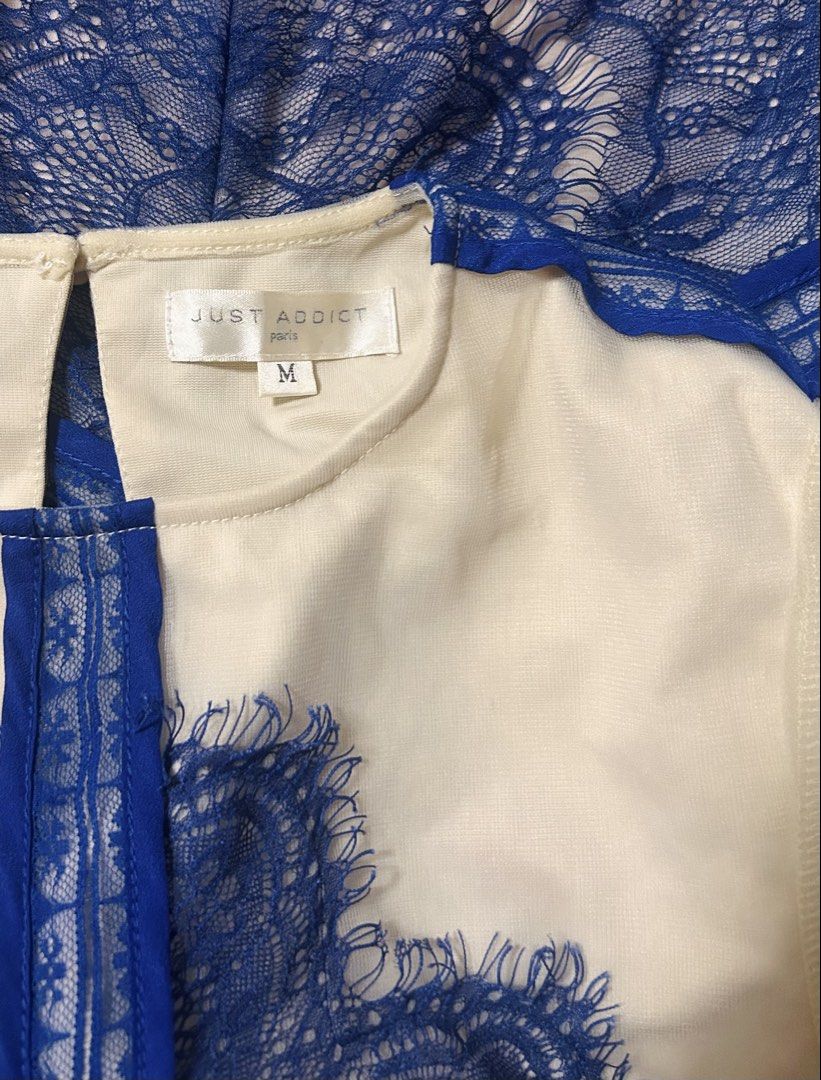 JUST ADDICT (Category: Dresses) located in Davao. Submitted by sart0ria85 (Listing ID 1464610470, Image 3). Description: A skin tone bodycon dress in sheer sleeves ans with blue laceworks. Super gorgeous! 85% POLYESTER 15%COTTON MADE IN CHINA 🇨🇳 MEDIUM. Size 6 EXCELLENT CONDITION (98/100).