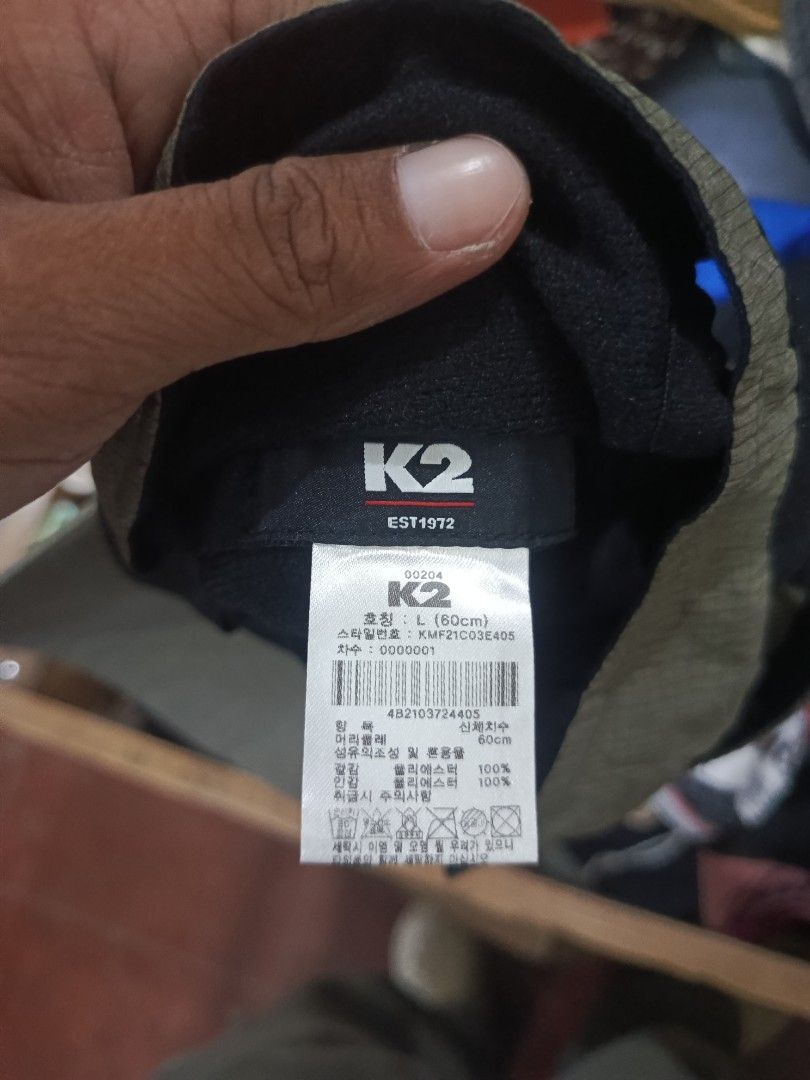 K2 Cap Size L (60cm) Olive Green (Category: Caps & Hats) located in City of Isabela. Submitted by warmbird.d06e6f (Listing ID 1464677465, Image 3). Description: - Olive green K2 cap - Size L (fits 60cm head circumference) - Made in Vietnam - Ideal for outdoor activities - Simple and functional design.
