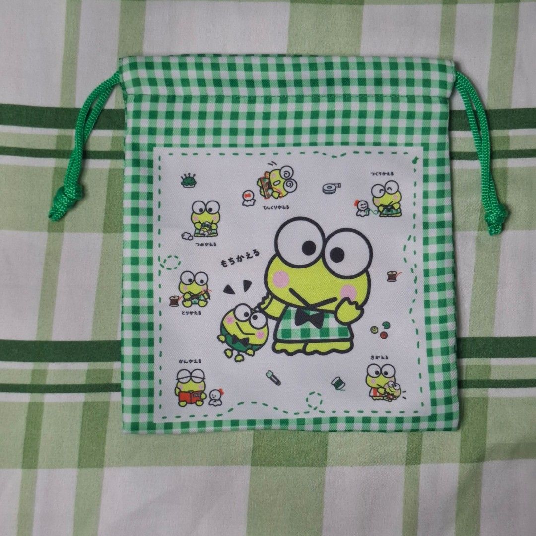 Keroppi draw string pouch (Category: Purses & Pouches) located in Adams. Submitted by frog_and_clover (Listing ID 1464713039, Image 1). Description: original sanrio keroppi draw string pouch like new, what you see is what you get.