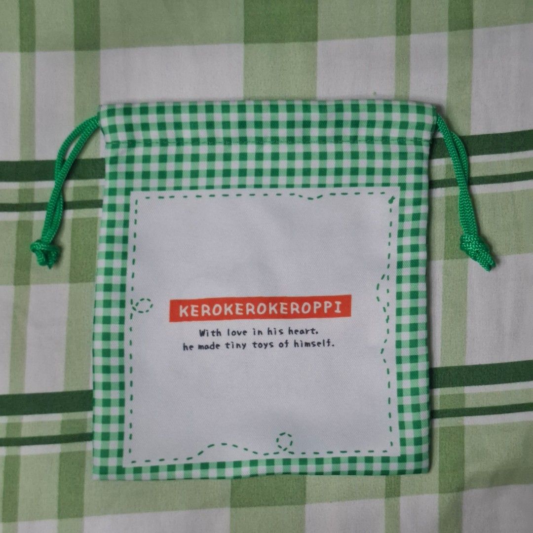 Keroppi draw string pouch (Category: Purses & Pouches) located in Adams. Submitted by frog_and_clover (Listing ID 1464713039, Image 2). Description: original sanrio keroppi draw string pouch like new, what you see is what you get.