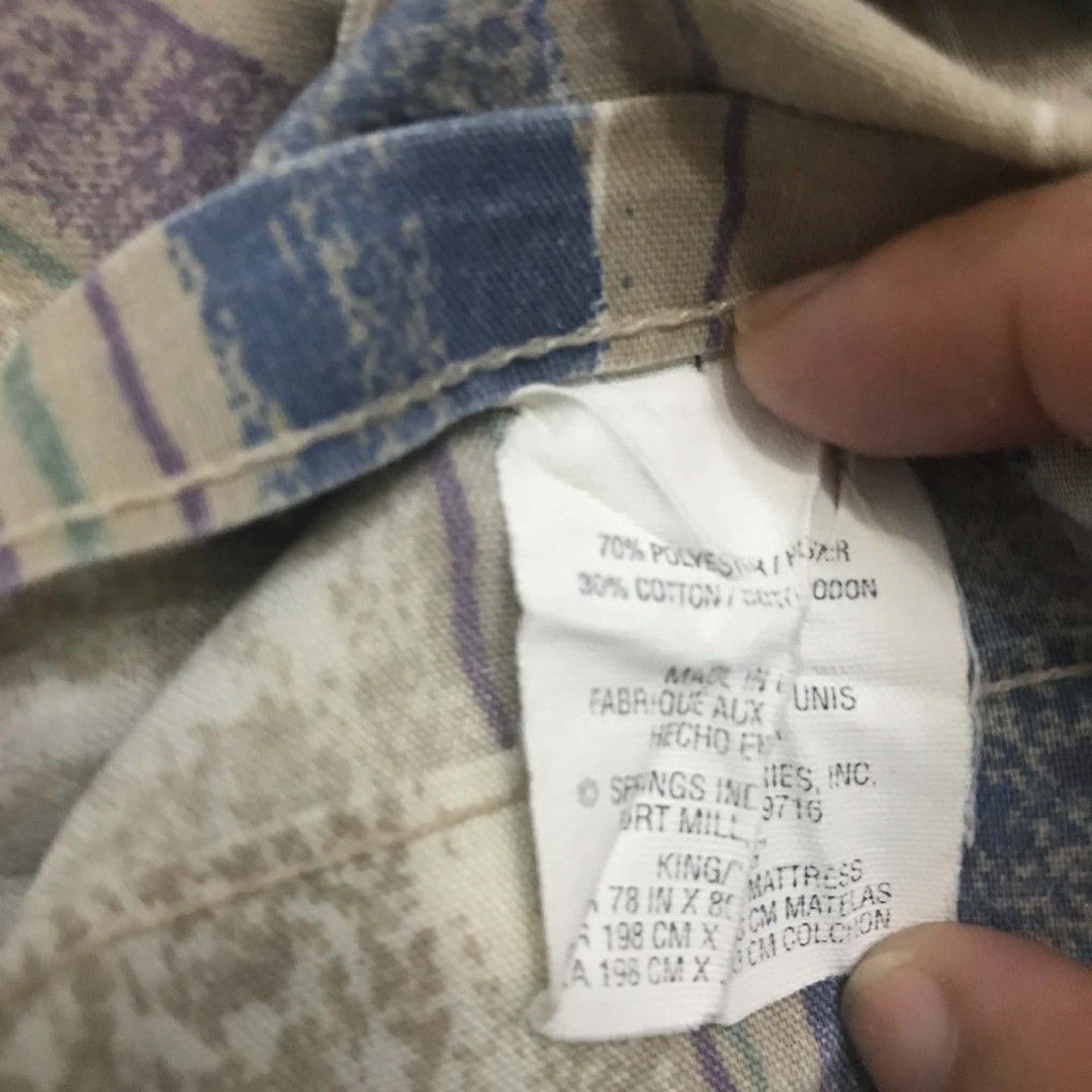 King Size Blanket- Springs Mills (Category: Everything Else Others) located in Imus. Submitted by stop_shop7 (Listing ID 1464634963, Image 2). Description: - King size bed sheet (78 in x 80 in) - Material: 70% Polyester, 30% Cotton - Brand: Springs Mills - Colors: Blue, Beige, Purple, Green - Features: Soft, breathable fabric - Ideal for: Any bedroom.