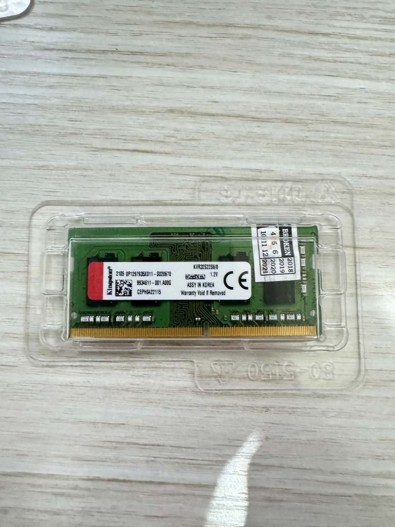 Kingston 8GB RAM DDR4 SODIMM (Category: Computer Parts) located in Manila. Submitted by quickfalcon.dd5f42 (Listing ID 1464764867, Image 2). Description: KINGSTON KCP432SS6/8 8GB DDR4 3200MHZ SODIMM KINGSTON KVR32S22S6/8 8GB DDR4 3200MHZ SODIMM KINGSTON KCP432SS8/8 8GB DDR4 3200MHZ SODIMM All brand new. From default laptop (Acer Aspire Go). Nag upgrade po yung customer ko. RFS: Not needed Price is per piece. PM for offers too.