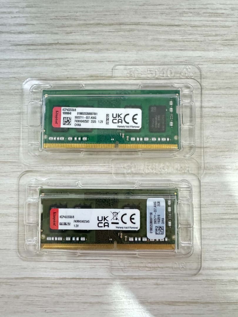 Kingston 8GB RAM DDR4 SODIMM (Category: Computer Parts) located in Manila. Submitted by quickfalcon.dd5f42 (Listing ID 1464764867, Image 3). Description: KINGSTON KCP432SS6/8 8GB DDR4 3200MHZ SODIMM KINGSTON KVR32S22S6/8 8GB DDR4 3200MHZ SODIMM KINGSTON KCP432SS8/8 8GB DDR4 3200MHZ SODIMM All brand new. From default laptop (Acer Aspire Go). Nag upgrade po yung customer ko. RFS: Not needed Price is per piece. PM for offers too.