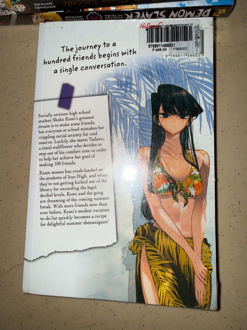Komi Can't Communicate Volume 12 Manga (Category: Comics & Manga) located in Talisay. Submitted by yourstrulyfinn (Listing ID 1464717390, Image 2). Description: - Title: Komi Can't Communicate (Volume 12) - Author/Illustrator: Tomohito Oda - Publisher: Viz Media - Format: English manga paperback - Cover: Beach-themed art featuring Shoko Komi - Condition: Clean inside pages, great for collection What you see is what you get. Loc: Cebu.