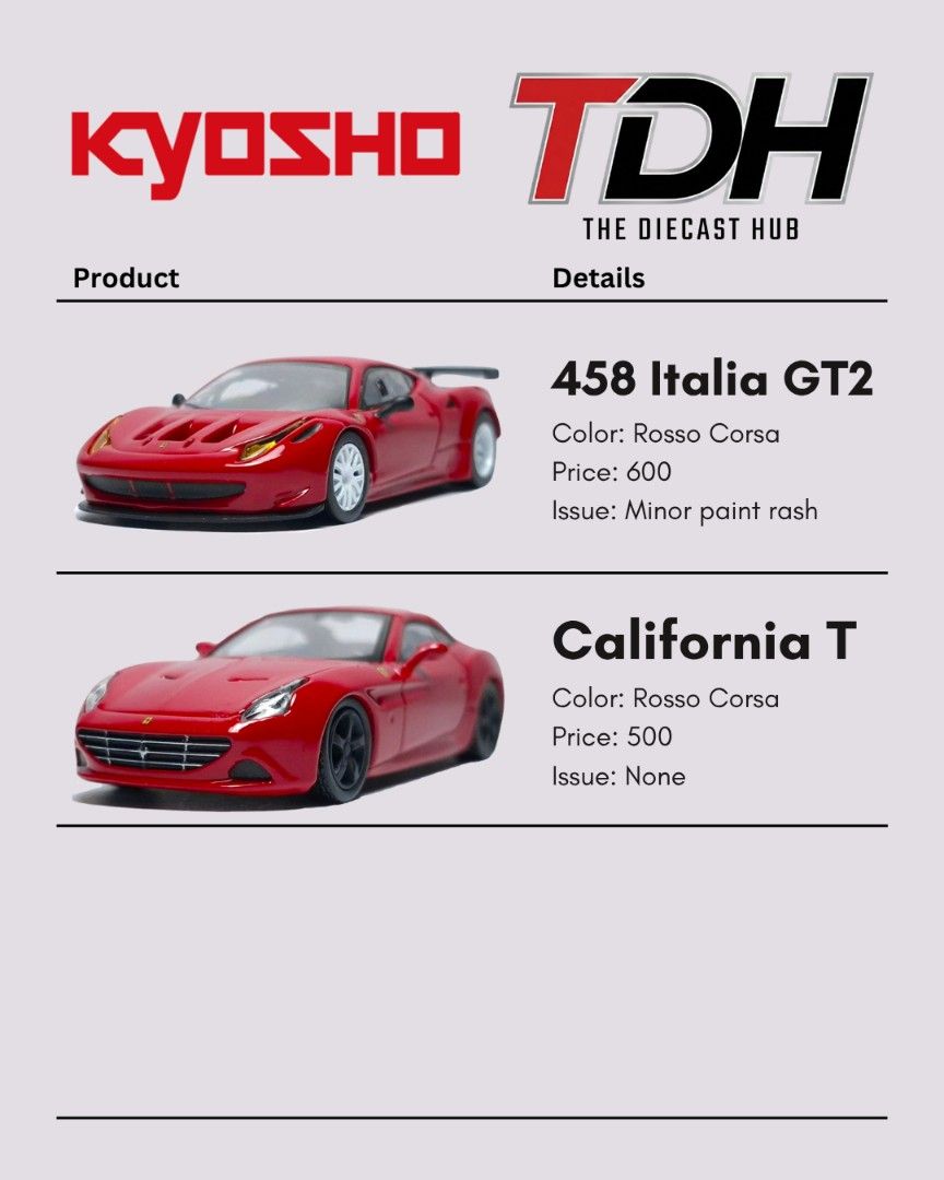 KYOSHO Ferrari 12 FS‼️ (Category: Vehicle & Diecast Models) located in Manila. Submitted by meyn_time (Listing ID 1462823549, Image 3). Description: Brand: Kyosho Series: Ferrari 12 Condition: Unsealed Disclaimer: Some models may have chassis superglued shut. Loc: Makati, Metro Manila DP (10% min) option now available! message for other inquiries.