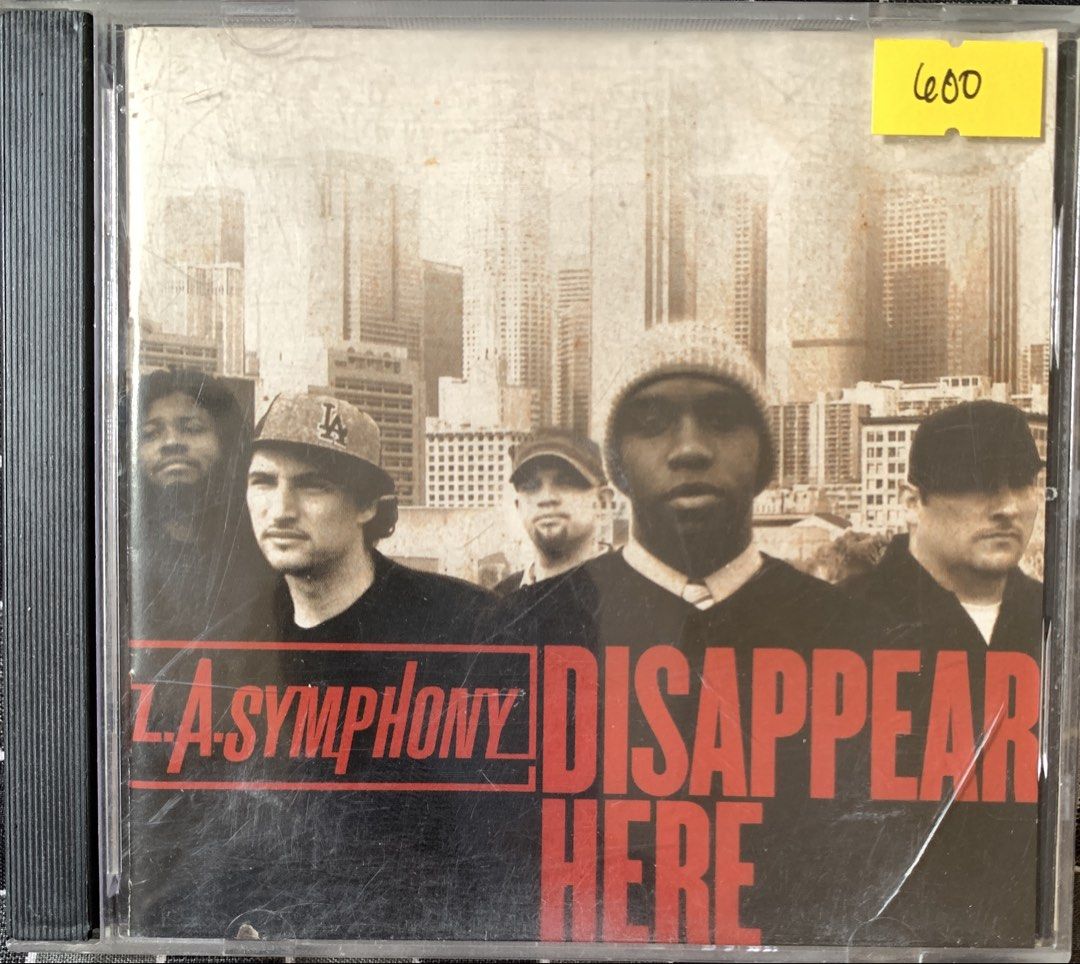 L.A. Symphony - Disappear Here CD Abum (Category: CDs & DVDs) located in Taguig. Submitted by ahnjr (Listing ID 1464620612, Image 1). Description: - L.A. Symphony - Disappear Here (Hip-Hop Album) - Features: Rhettmatic, Murs, Tonez, Jenilee Reyes - Notable Tracks: Finland Intro, Timeless, Money Song, and more.