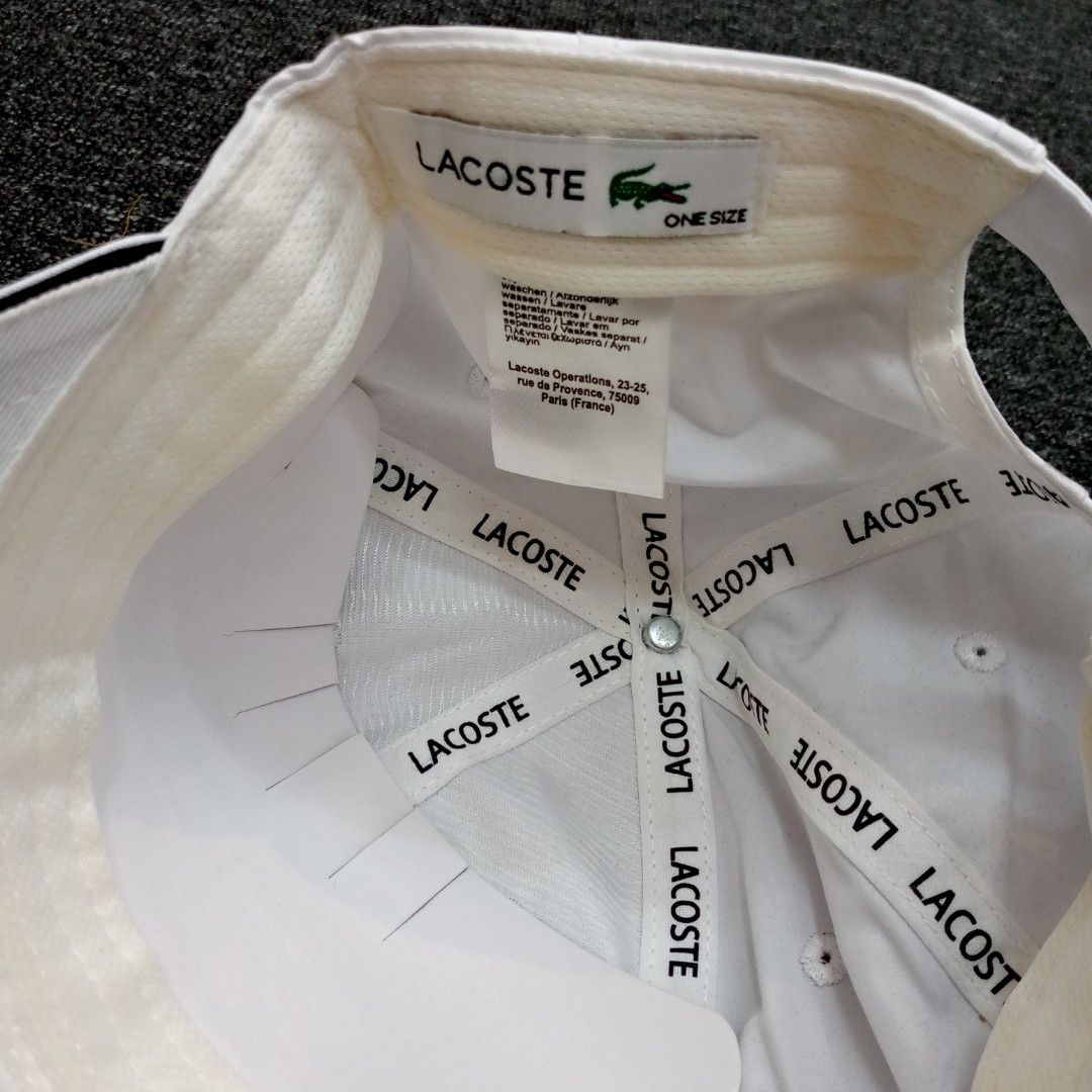 Lacoste White Cap One Size (Category: Caps & Hats) located in Manila. Submitted by pablopresk0. (Listing ID 1464662255, Image 3). Description: - Authentic White Lacoste Cap - Iconic crocodile logo on the front - Adjustable strap with metal buckle at the back - One size fits all - Perfect for everyday wear - Clean and simple design back Manila location📍 Excellent condition✅ Pm if interested📩 .