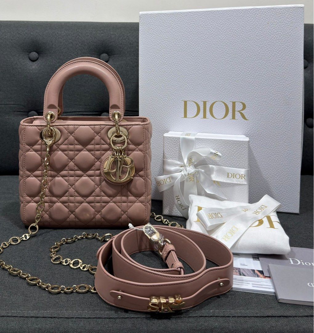 LADY DIOR SMALL GHW PINK (Category: Luxury Bags & Wallets) located in Makati City. Submitted by theladyluxxe (Listing ID 1464584733, Image 1). Description: ✨ LADY ABCDior SMALL✨ Blush Pink color RANK A+ Excellent Condition Comes with ABC Strap, extra original CD chain strap, dust bag, box & certificate of authenticity Store Price ₱385k+ 🏷️ 190k Only Open for 3 months layaway ₱205k 💳 MOP: BPI/Bank Transfer/Gcash/Maya/Paypal DISCLAIMER: theladylu