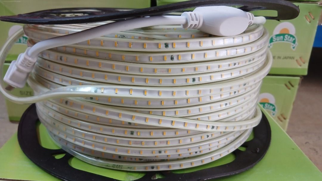 LED Strip Light 220V 3014 Warm White LED Strip Light (Category: Lighting) located in Manila. Submitted by townlites (Listing ID 1464631087, Image 2). Description: Super bright Color: Warm White Size: 100 meter/1 roll Free 1 power cord plug per 100m/roll LED Chip: SMD 3014 LED IP Grade: IP65/IP67 Voltage: 220-240 V Frequency: 50/60 Hz Save 60% energy 30,000 hours life span LED light Waterproof Heavy duty Powerful lights Brand new Quality tested pr