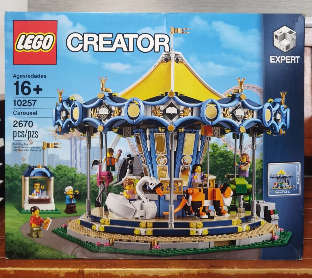 LEGO Creator Expert Carousel 10257 Amusement Park (Category: Lego & Building Sets) located in Marikina City. Submitted by ericjannie1206 (Listing ID 1464769551, Image 2). Description: - LEGO Creator Expert Carousel (Set 10257) - Brand new in box with factory tape seals intact - 2670 pieces, recommended for ages 16 and up - Features a working merry-go-round mechanism, ticket booth, and multiple minifigures - Power Functions upgradable for motorize