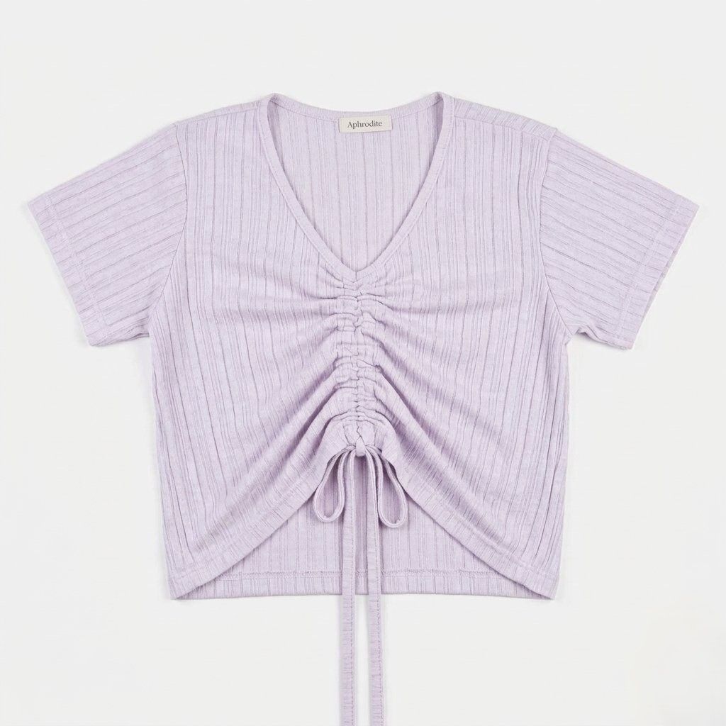 White Ribbed Ruched V-Neck Crop Top (Category: Blouses) located in Cagayan de Oro. Submitted by royalriver_549ef2 (Listing ID 1464597882, Image 1). Description: - Thrifted - L17/W15 - Cute White crop top - Ribbed texture - Ruched detail with drawstring in the front - V-neckline - Short sleeves - Easy to style with high-waisted jeans or skirts.