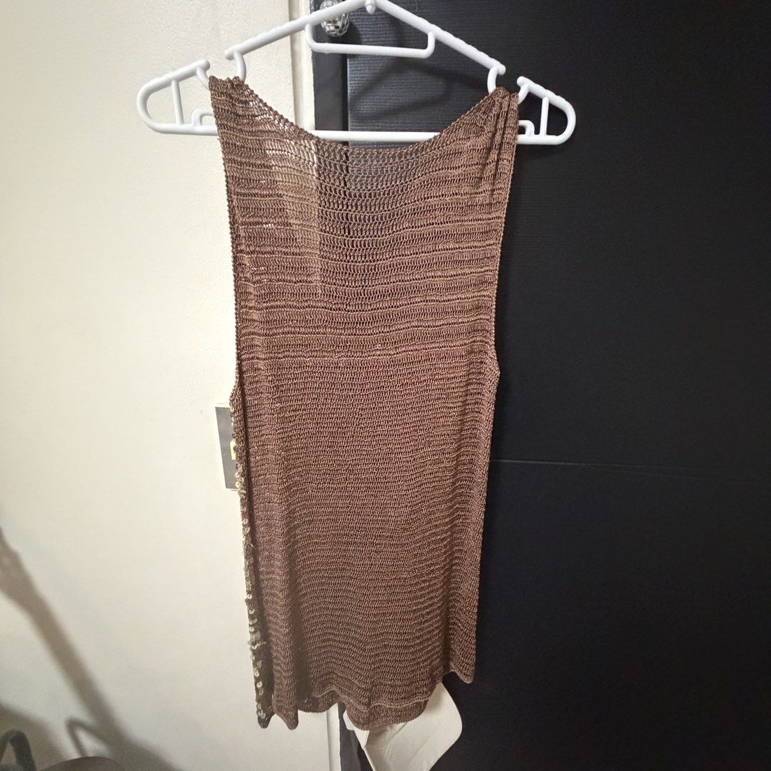 Long Blouse With Golden/Bronze Sequins (Category: Blouses) located in Manila. Submitted by varietycloset (Listing ID 1464745192, Image 2). Description: - not branded - perfect for going out! rfs: decluttering reminder: kindly manage your expectations as this is a pre-loved item 🤍 strictly no returns and refunds mop: gcash/bank transfer we ship within metro manila ONLY -buyer will book & shoulder the delivery.