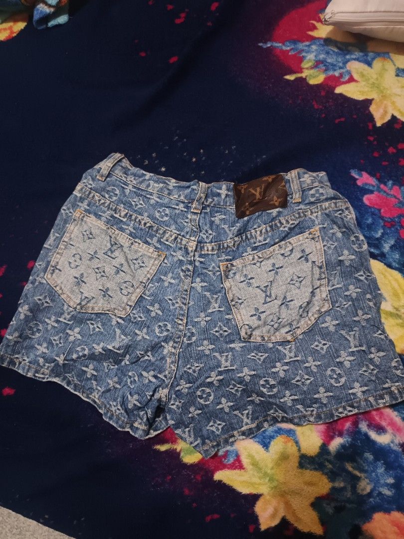 Louis Vuitton Monogram Denim Shorts (Category: Shorts) located in Puerto Princesa. Submitted by romer1397 (Listing ID 1464587300, Image 2). Description: - Cute denim shorts with iconic LV monogram print - Classic Louis Vuitton design - Features button and zip closure - Two functional back pockets - Ideal for a casual and stylish summer outfit.