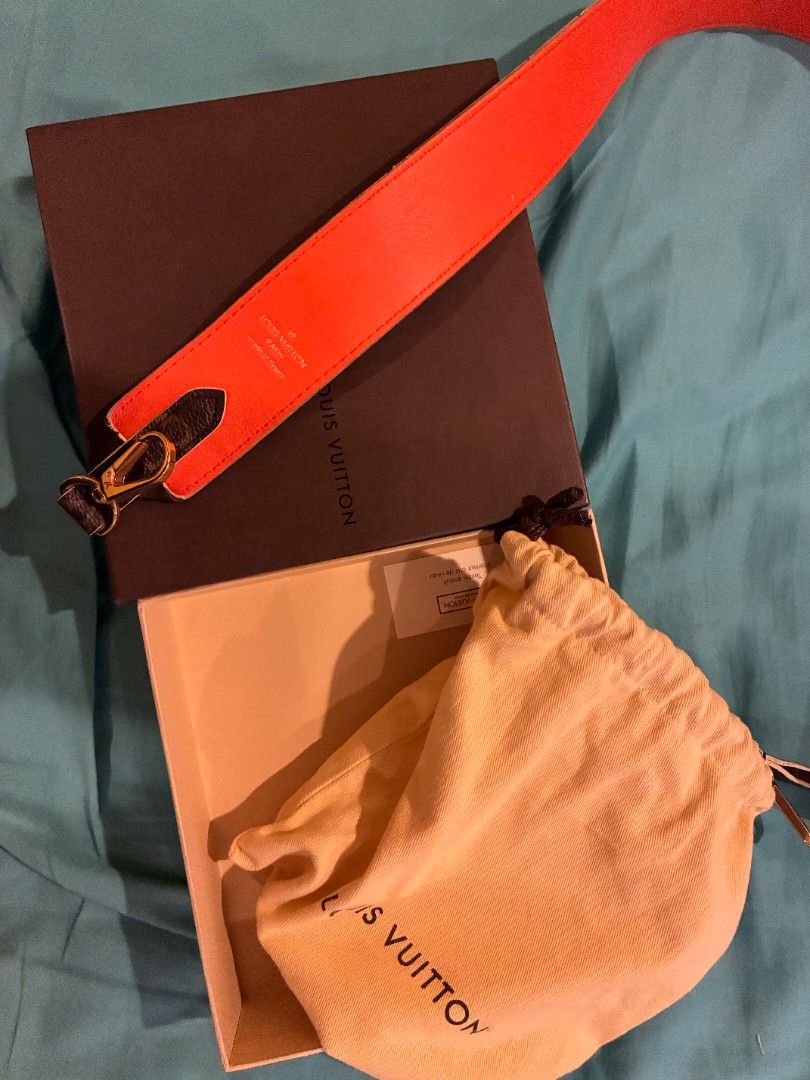 Louis Vuitton Monogram Orange Leather Bag Strap (Category: Luxury Bags & Wallets) located in Cebu City. Submitted by beagles30 (Listing ID 1464605240, Image 3). Description: - Authentic Louis Vuitton strap - Gold hardware with a convenient swivel clasp - Made in Spain - Comes with original Louis Vuitton box and dust bag - Perfect for personalizing your favorite bag 16,000 pesos.