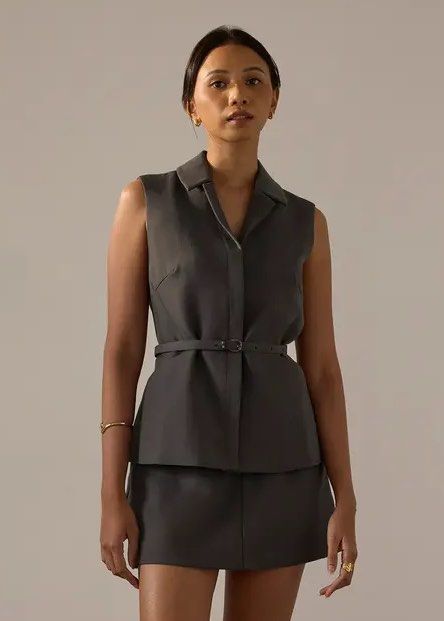 Love Bonito Ling belted tailored vest (Category: Others Tops) located in Quezon City. Submitted by quirksandcurls (Listing ID 1464612840, Image 1). Description: Used once.