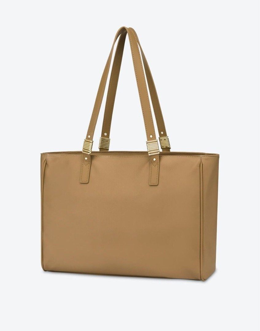 Love Moschino Tote Bag - Camel (Category: Tote Bags) located in Cebu City. Submitted by thelittlefindscbu (Listing ID 1464574218, Image 3). Description: LOVE MOSCHINO Borsa JC4294 Women’s Beige Nylon Shopper Bag (Hand & Shoulder Carry) - Authentic Love Moschino Tote Bag - Rectangular shape with a tan exterior - Double top handles with gold-tone hardware - Features the Love Moschino logo - Interior includes a zippered pocket and branded lining - C