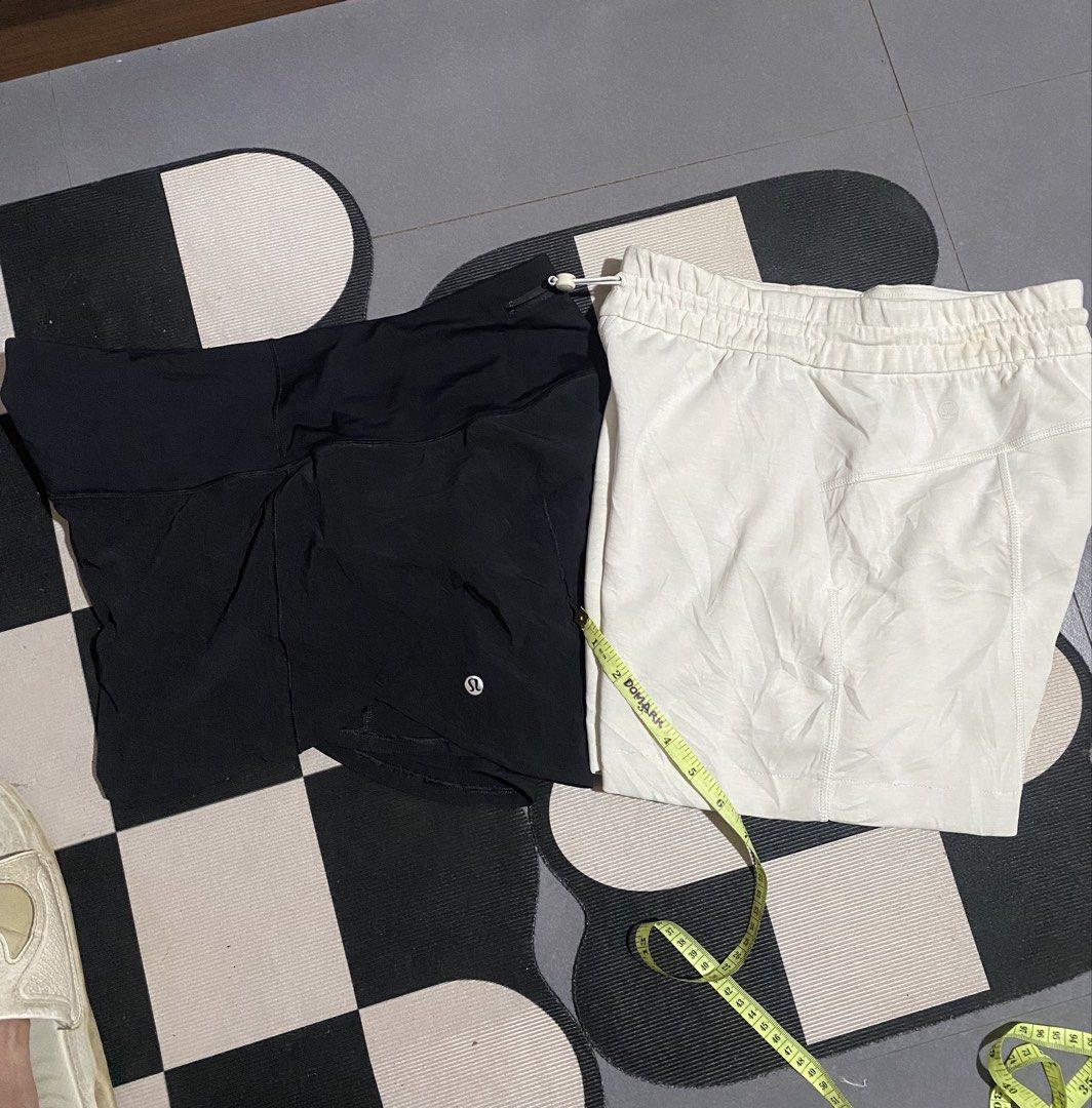 Lululemon Running Shorts Black & Cream (Category: Shorts) located in Las Pinas. Submitted by matilliano76499 (Listing ID 1464664532, Image 1). Description: - Set of 2 Lululemon shorts, Size 6 - Black shorts feature a convenient zippered pocket at the back - Cream shorts have an adjustable drawstring waist - Versatile for workouts, running, or everyday casual wear - Measurements provided in the photos Ung cream may po may issue see last pic.