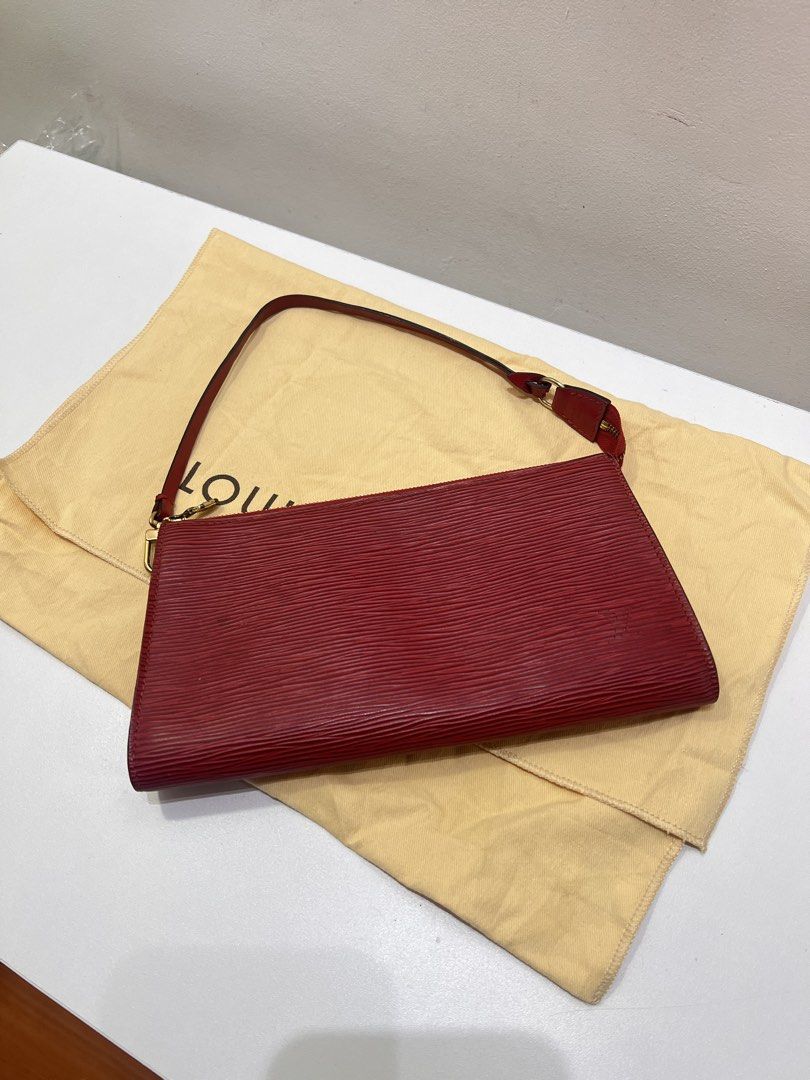 LV Epi Leather Pochette Accessoires (Category: Luxury Bags & Wallets) located in Cebu City. Submitted by brandedcorner_ph (Listing ID 1464728817, Image 1). Description: Pre-loved ((L))((V)) Epi Leather Pochette Accessoires 100% Authentic or money back The item was authenticated verbally by Dr. Runway. Condition • Excellent condition • No flaws • Minor signs of wear only Product Details •Color: Red •Hardware: Gold tone •Material: Leather •Approxim