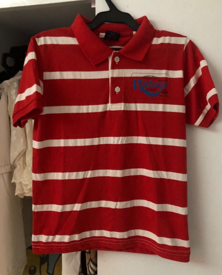 [M] SEVEN Collection - Striped polo shirt (Category: Babies & Kids Fashion) located in San Juan City. Submitted by ttanmien (Listing ID 1464736445, Image 1). Description: ⚜️✨⚜️✨⚜️✨⚜️✨⚜️✨⚜️ 💁🏻‍♀️SELLING PRICE: ₱100 Original Price: Around ₱500 💁🏻‍♀️Size: Width x Length = 15 inch x 20 inch Armpit to armpit (width measurement) Shoulders to bottom (length measurement) Tag size: L (May fit kids from 7 years old to 10 years old depending on the chil