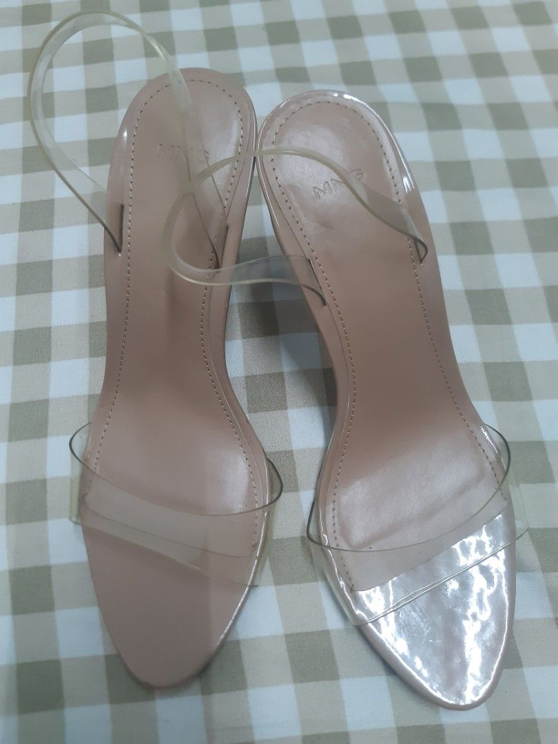 Mango Clear Strap Heeled Sandals (Category: Heels) located in Manila. Submitted by loveyesha (Listing ID 1464591309, Image 1). Description: Used size 39 - Mango heeled sandals - Clear straps across the front - Light beige sole and heel - Simple and chic design - Easy to pair with any outfit .