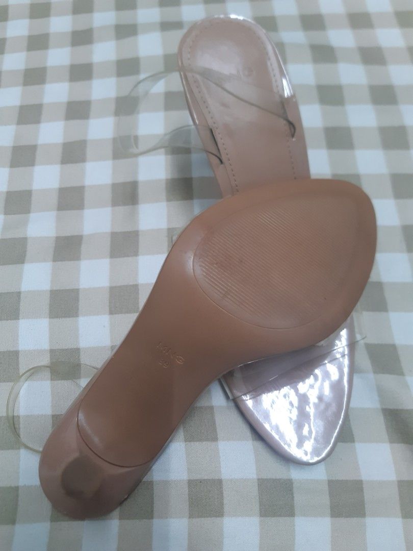 Mango Clear Strap Heeled Sandals (Category: Heels) located in Manila. Submitted by loveyesha (Listing ID 1464591309, Image 2). Description: Used size 39 - Mango heeled sandals - Clear straps across the front - Light beige sole and heel - Simple and chic design - Easy to pair with any outfit .