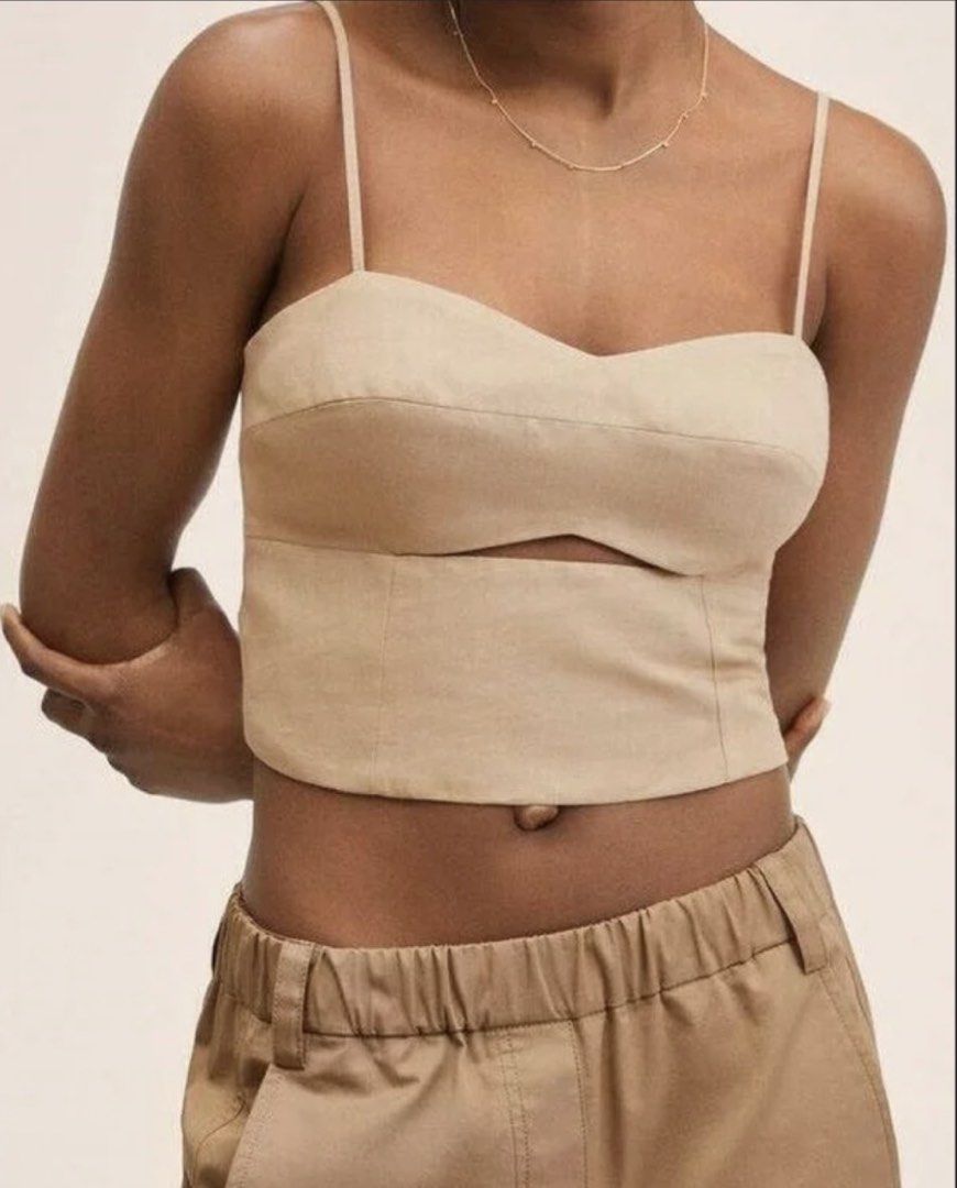 Mango sand-color keyhole top (Category: Others Tops) located in Baguio. Submitted by pawsome_closet (Listing ID 1464711017, Image 1). Description: Small.