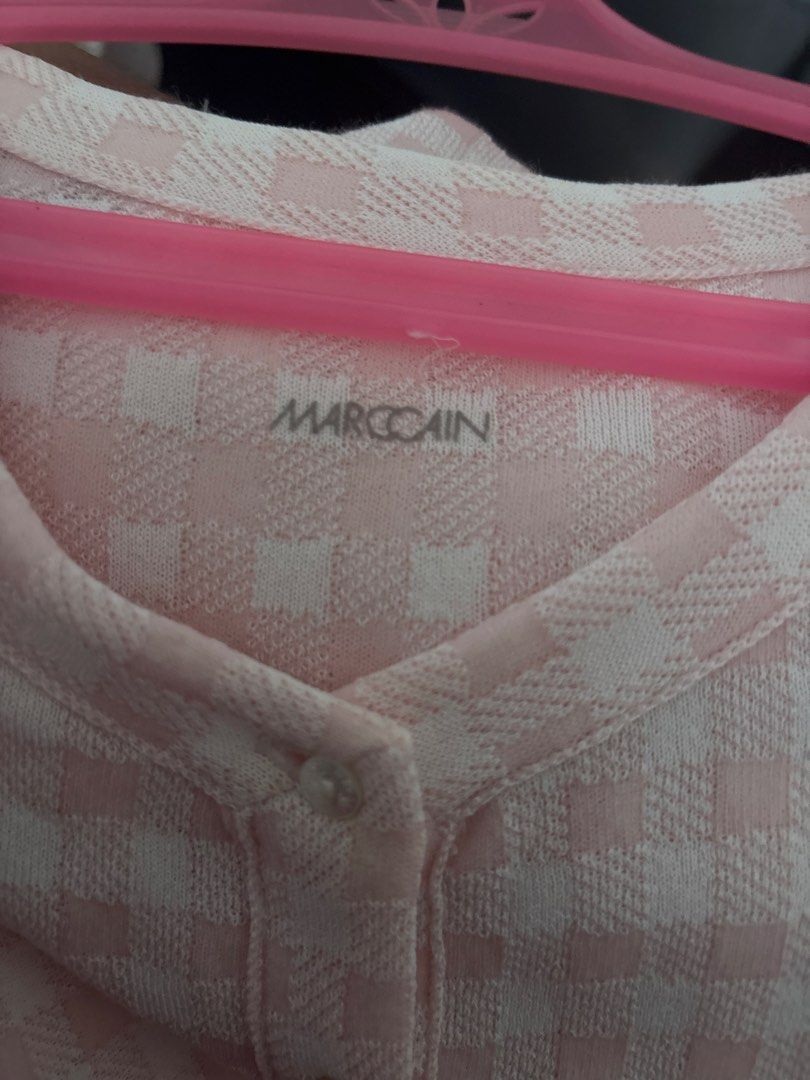 MARCCAIN Pink White Gingham Long Sleeve Button Up Cardigan (Category: Coats, Jackets and Outerwear) located in Manila. Submitted by let_usdeclutter (Listing ID 1464647306, Image 3). Description: - Cute pink and white gingham pattern - Long sleeves - Button-up front - Subtle textured fabric - Ideal for comfortable, casual layering - can fit medium to large girlies .