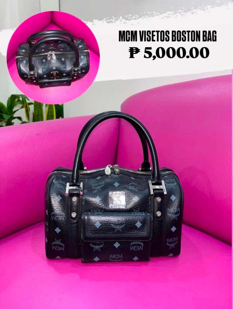 MCM Visetos Boston Bag Black (Category: Luxury Bags & Wallets) located in Manila. Submitted by tessfindsph (Listing ID 1464671988, Image 1). Description: - Authentic MCM Visetos Boston Bag - Color: Black - Classic MCM monogram print - Zipper closure with branded pull - Interior zippered pocket - Sturdy handles - Ideal for travel or everyday use - Price: ₱5,000.00 - will send code for interested buyers - used but not abused .