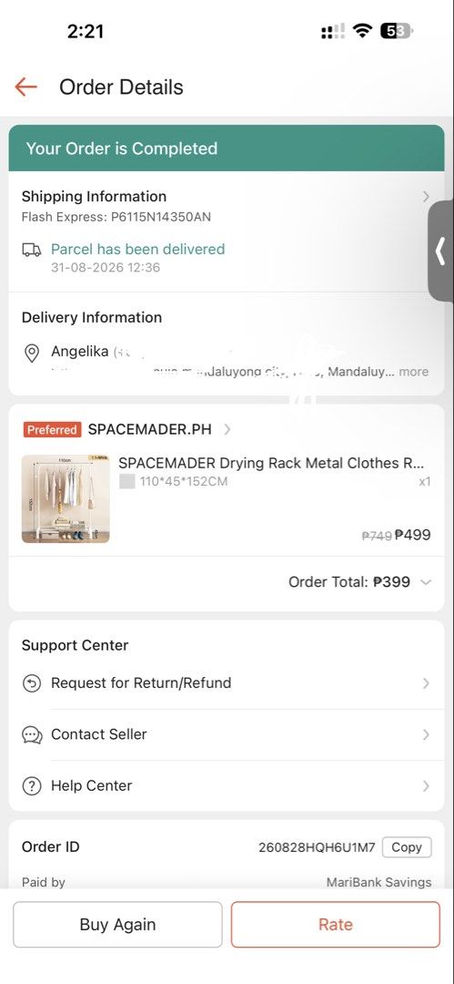 Metal Clothes Drying Rack 110*45*152CM White (Category: Clothes Drying Rack) located in Quezon City. Submitted by _angelikapena (Listing ID 1464638884, Image 1). Description: - White metal SPADEMADER drying rack - Dimensions: 110cm (W) x 45cm (D) x 152cm (H) - Ideal for hanging clothes and bags - Bottom shelf for baskets and shoes - Easy to assemble and portable - Helps organize your space effectively.