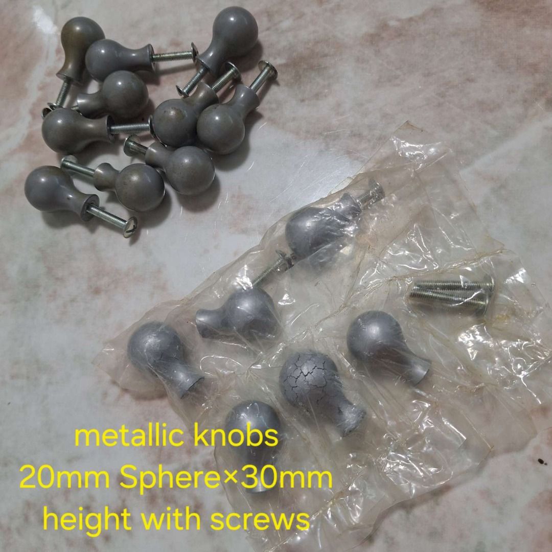 Metallic Sphere Knobs with Screws (Category: Lighting) located in Singapore. Submitted by 12deal (Listing ID 1464572175, Image 1). Description: - Set of metallic knobs - 20mm sphere diameter, 30mm total height (including screw) - Five pcs are new, un-used. .