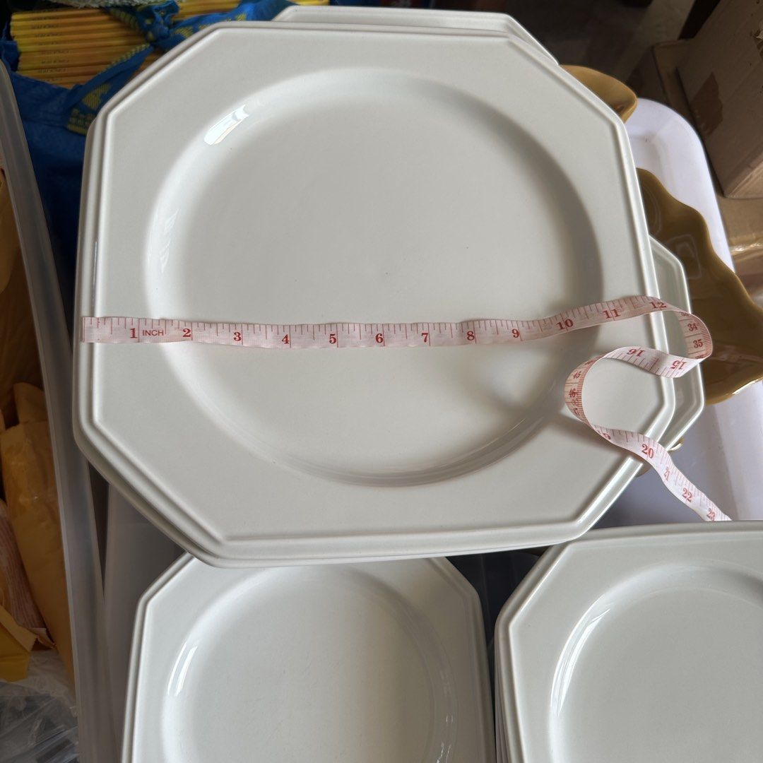 Mikasa White Dinner Set plates (Category: Dinnerware & Cutlery) located in Kawit. Submitted by wevibevintage (Listing ID 1464604344, Image 3). Description: 8 inches square -7 pcs 7 inches square -4 pcs 12 inches square - 2pcs 11 inches long - 2pcs 8 inches long - 2 pcs.