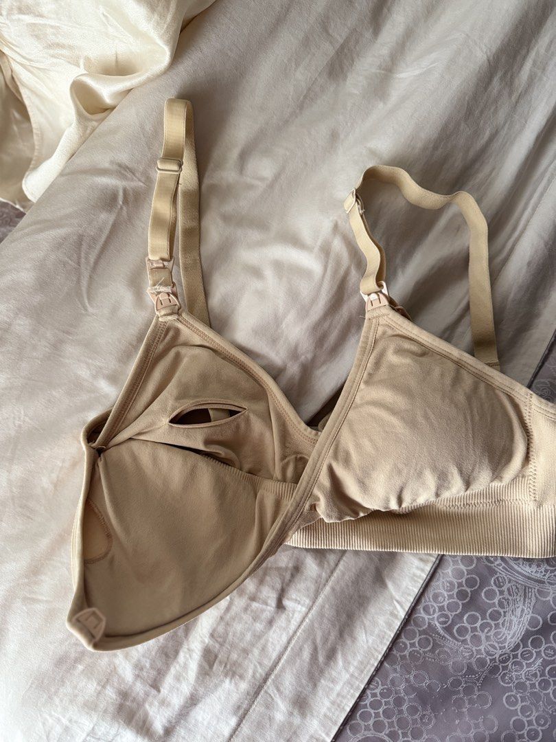 Milk Easy Nursing & Pumping Bra M Beige Maternity Bra (Category: Undergarments & Loungewear) located in Dagupan City. Submitted by _carabels_ (Listing ID 1464646048, Image 2). Description: - Brand: Milk Easy - Color: Beige - Size: M - Features: Adjustable straps, easy clasp closure for nursing or pumping, extension clasp included - Ideal for: Maternity, breastfeeding, and pumping moms - Material: Soft and stretchy fabric - Used only twice MOP: Gc