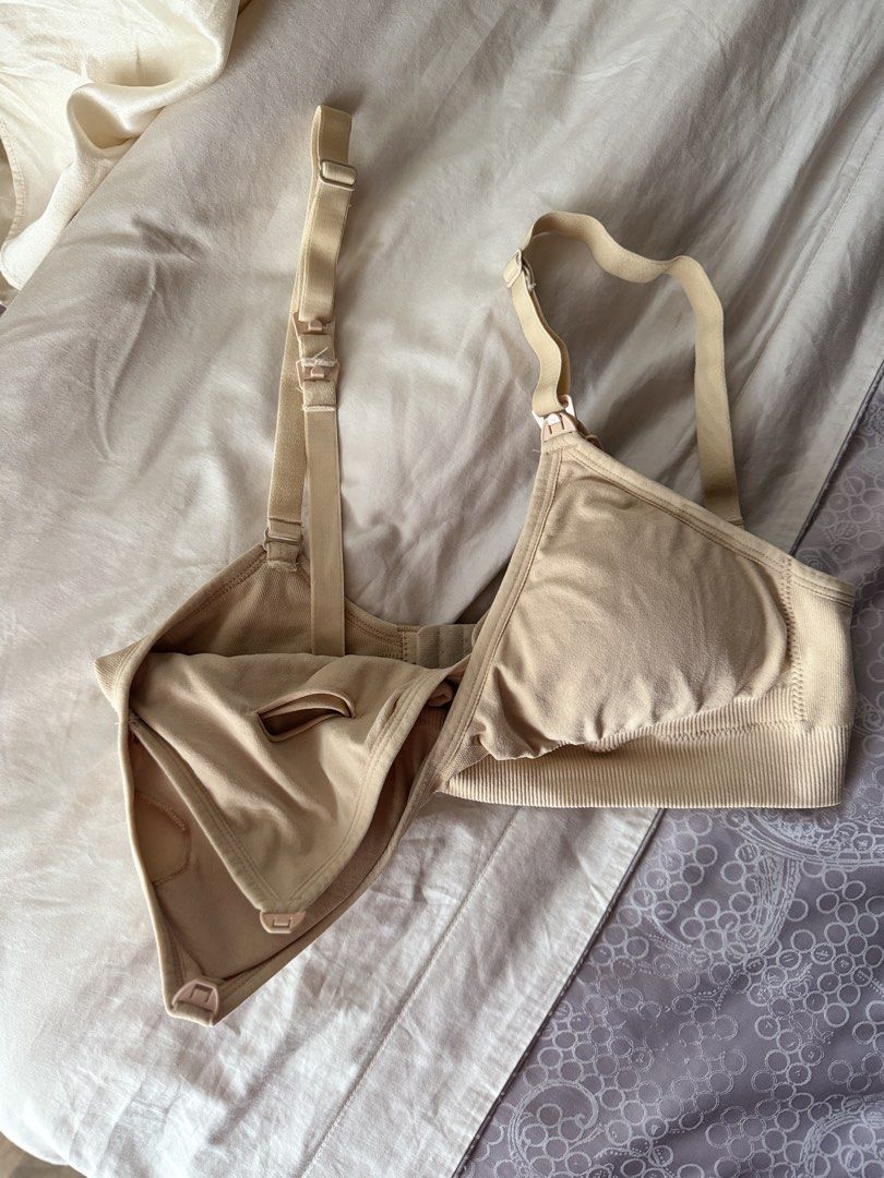 Milk Easy Nursing & Pumping Bra M Beige Maternity Bra (Category: Undergarments & Loungewear) located in Dagupan City. Submitted by _carabels_ (Listing ID 1464646048, Image 3). Description: - Brand: Milk Easy - Color: Beige - Size: M - Features: Adjustable straps, easy clasp closure for nursing or pumping, extension clasp included - Ideal for: Maternity, breastfeeding, and pumping moms - Material: Soft and stretchy fabric - Used only twice MOP: Gc