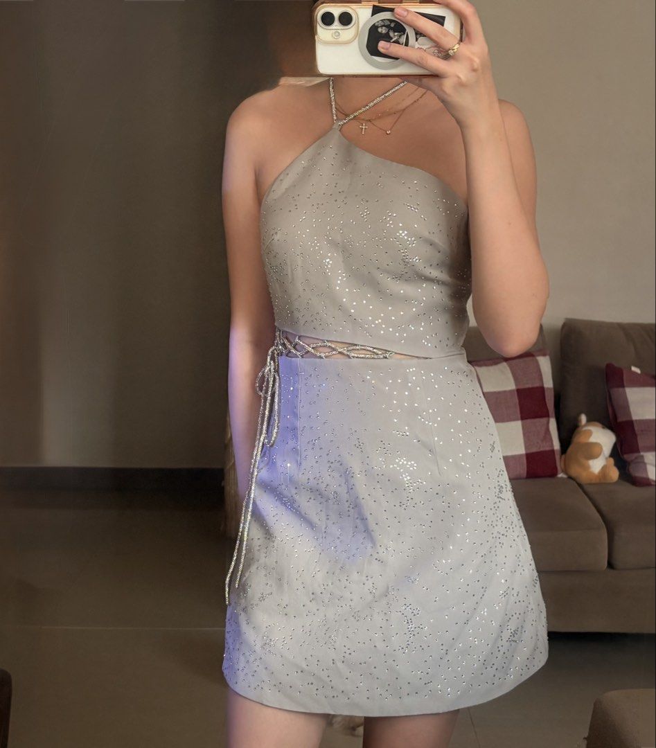 Mini Dress with Rhinestones Embedded (Category: Dresses) located in Paranaque City. Submitted by fluttershyponyy (Listing ID 1464630287, Image 1). Description: xs-s there are some unnoticeable missing rhinestones .