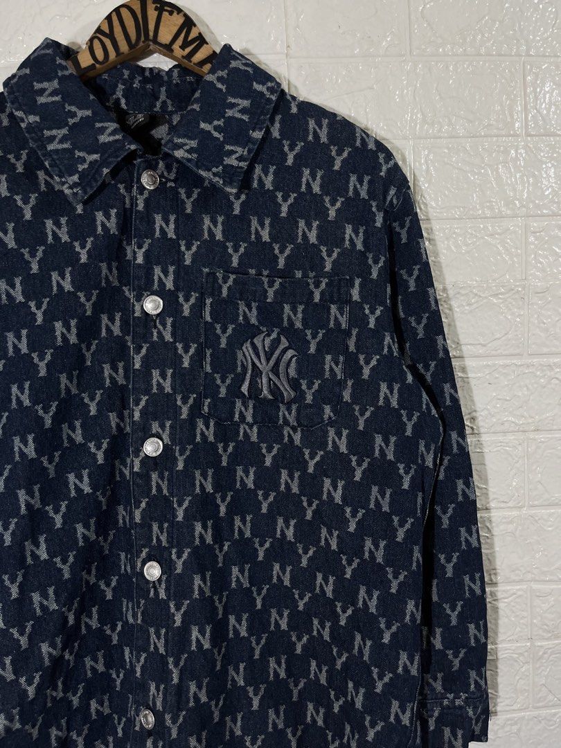 mlb new york AOP denim polo button down (Category: Coats, Jackets and Outerwear) located in Manila. Submitted by lloydiemmfmannn (Listing ID 1464617092, Image 3). Description: MLB new york yankees AOP denim polo LS sz L on tag w22.5 l28 flaws: pasay location ig: ALLIN.THRIFT.