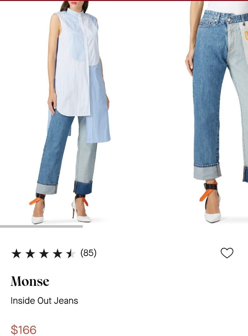 Monse Inside Out Jeans (Category: Jeans) located in Manila. Submitted by PrinceDani.Clothing (Listing ID 1464629574, Image 2). Description: monse 2 tone women denim pants Size 29in waist 42in length excellent condition .