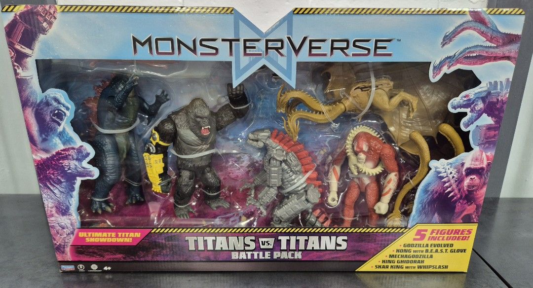 MonsterVerse Titans vs Titans Battle Pack 5 Figures (Category: Figurines & Statues) located in Bacoor. Submitted by gino_dc (Listing ID 1464615088, Image 1). Description: - Ultimate Titan Showdown Battle Pack! - Features 5 iconic MonsterVerse Titans: - Godzilla Evolved - Kong with B.E.A.S.T. Glove - Mechagodzilla - King Ghidorah - Shar King with Whipslash - A must-have for any MonsterVerse enthusiast!.