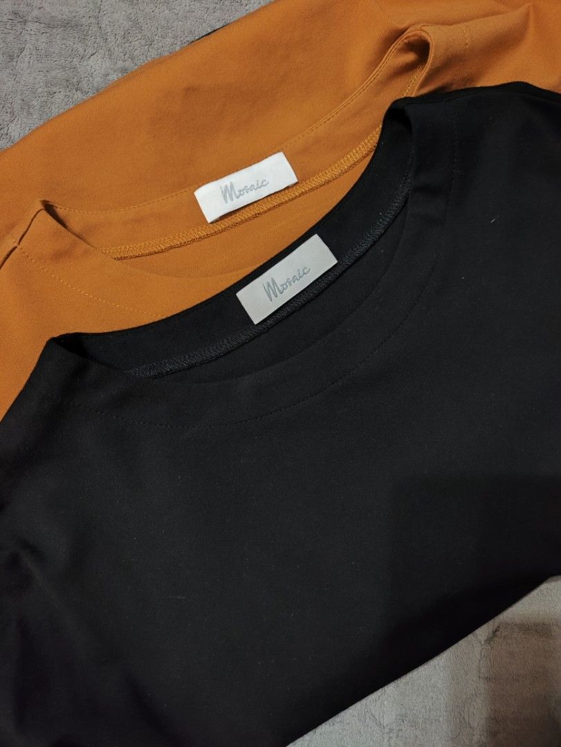 Mosaic Tops - Black and Orange (Category: Blouses) located in Quezon City. Submitted by soop613 (Listing ID 1464611047, Image 1). Description: - Two Mosaic crew neck tops - Colors: Black and Burnt Orange - Ideal for everyday wear - Comfortable fabric - Special bundle price for both tops.
