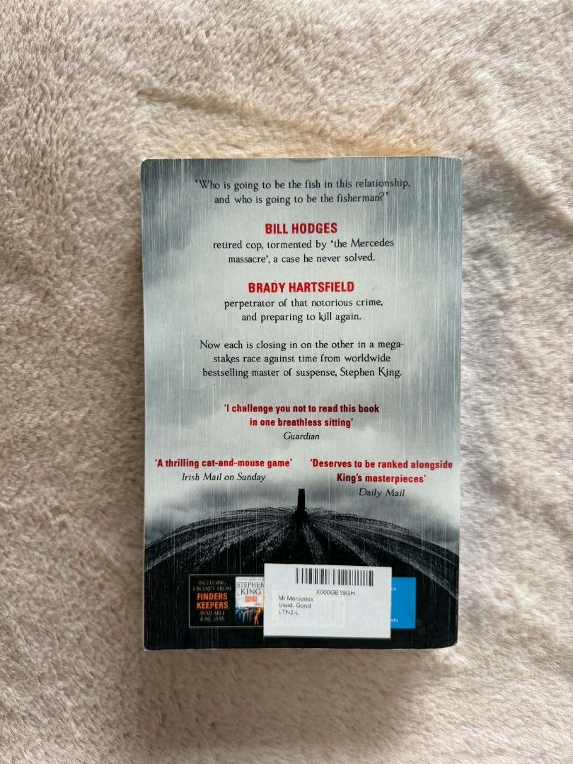 Mr Mercedes - Stephen King (Category: Storybooks) located in Santiago. Submitted by bookworm_club (Listing ID 1464614330, Image 3). Description: 📚no cancellation, return or exchange. 📚secondhand books. some books are in good condition while some has minimal flaws (foxing, creases, dog-eared pages, etc.) 📚reasonable haggling is allowed. 💰MOP: For same day pickup - CASH & BANK TRANSFER For shipping or scheduled pickup - BANK TRANSFER 🚚MOD: •St