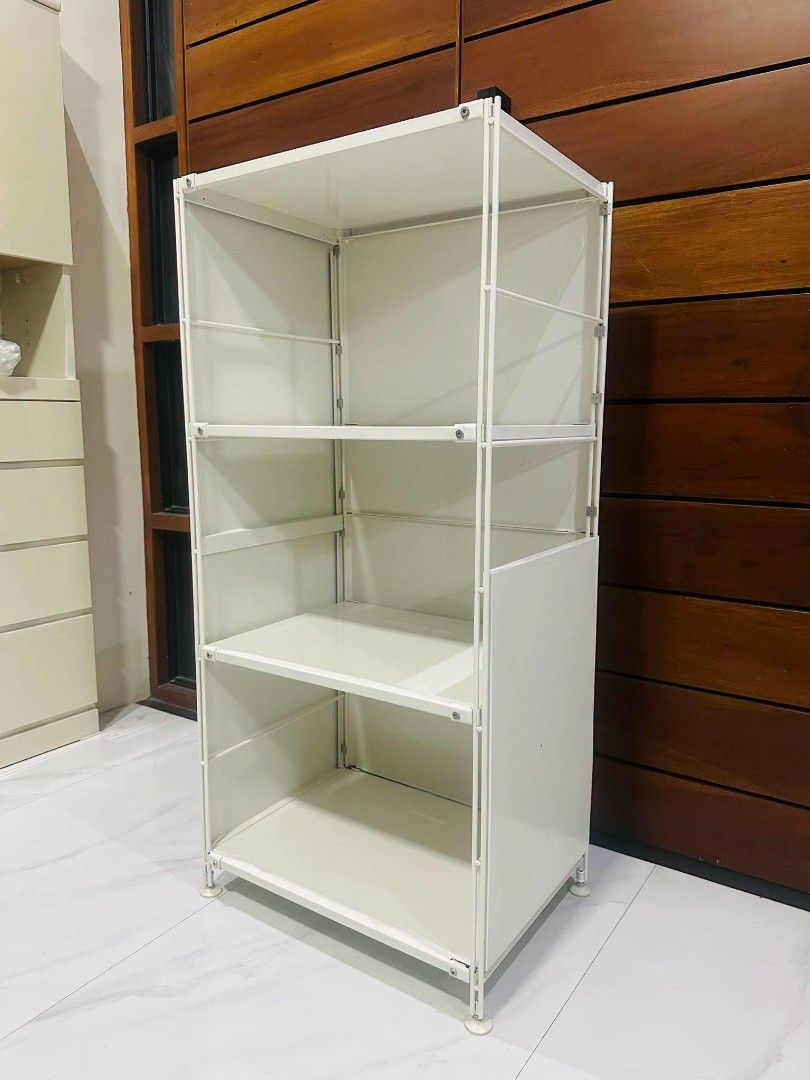 Muji 4 tier Steel Unit Shelf (Category: Shelves, Cabinets & Racks) located in Quezon City. Submitted by dannikkishoppe2 (Listing ID 1464769023, Image 3). Description: Muji 4 tier Steel Unit Shelf ‼️₱5800‼️ *adjustable shelves *with side and back steel covers *good condition W22in x D16in x H47in Please manage your expectations as there might be minimal flaws. Color may vary due to lighting, it may appear darker or lighter in person. Check photos 